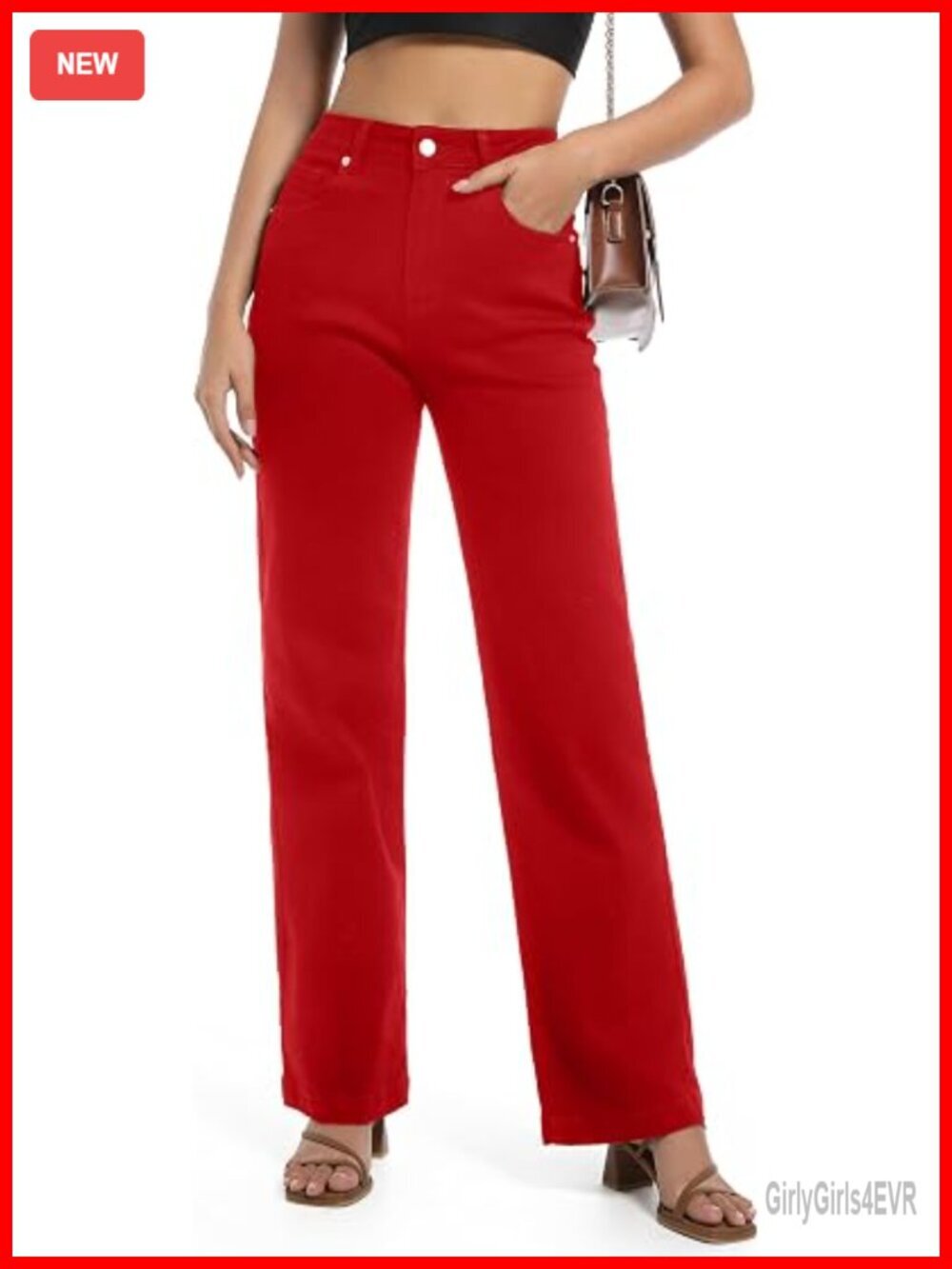 High Waisted Straight Leg Stretchy Jeans Trendy Wide Leg Tummy Control Casual